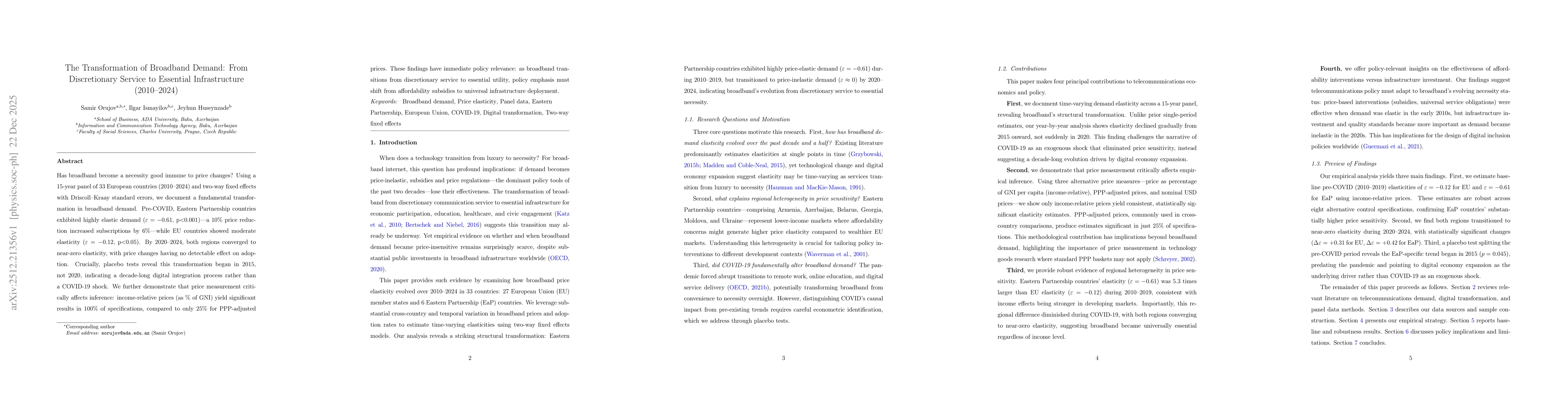 Thumbnail for The Transformation of Broadband Demand: From Discretionary Service to Essential Infrastructure (2010-2024)
