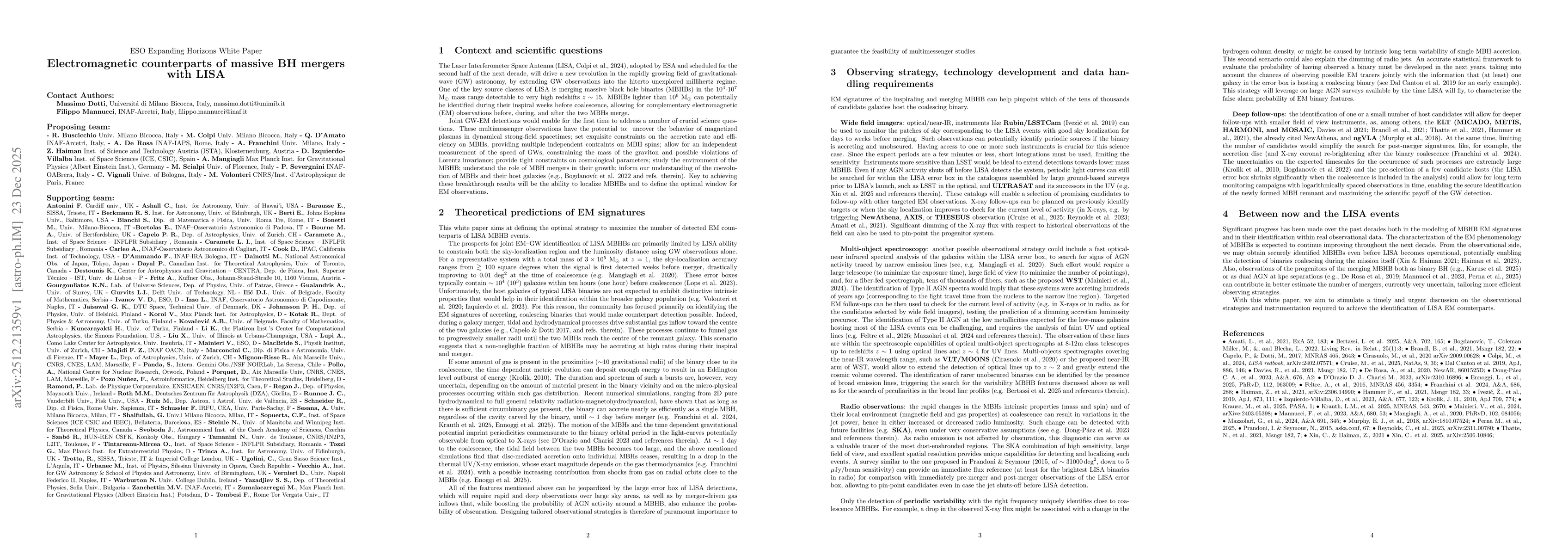 Thumbnail for ESO Expanding Horizons White Paper: Electromagnetic counterparts of massive BH mergers with LISA