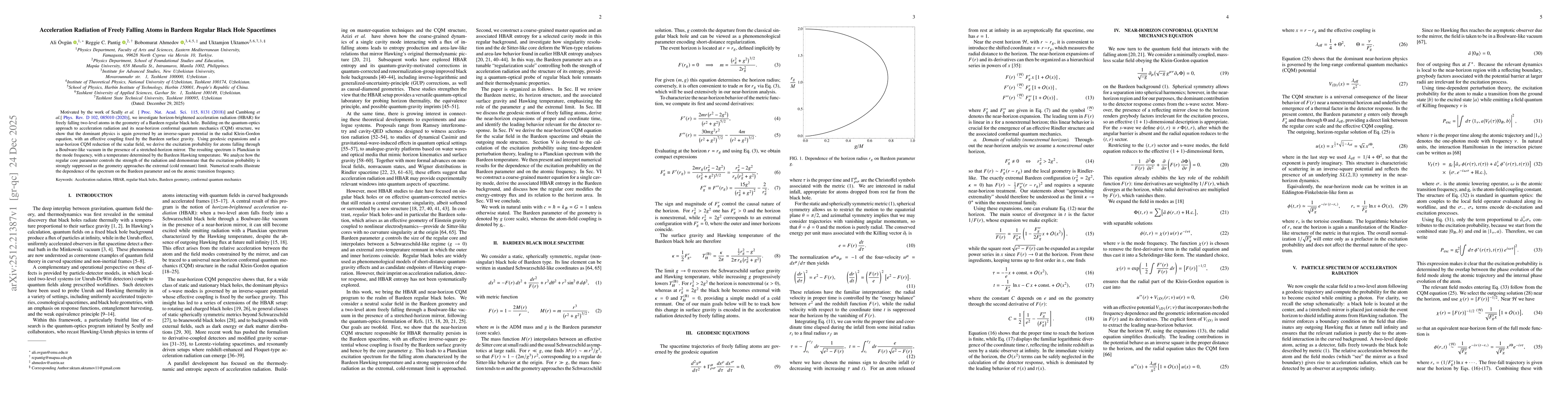 Thumbnail for Acceleration Radiation of Freely Falling Atoms in Bardeen Regular Black Hole Spacetimes