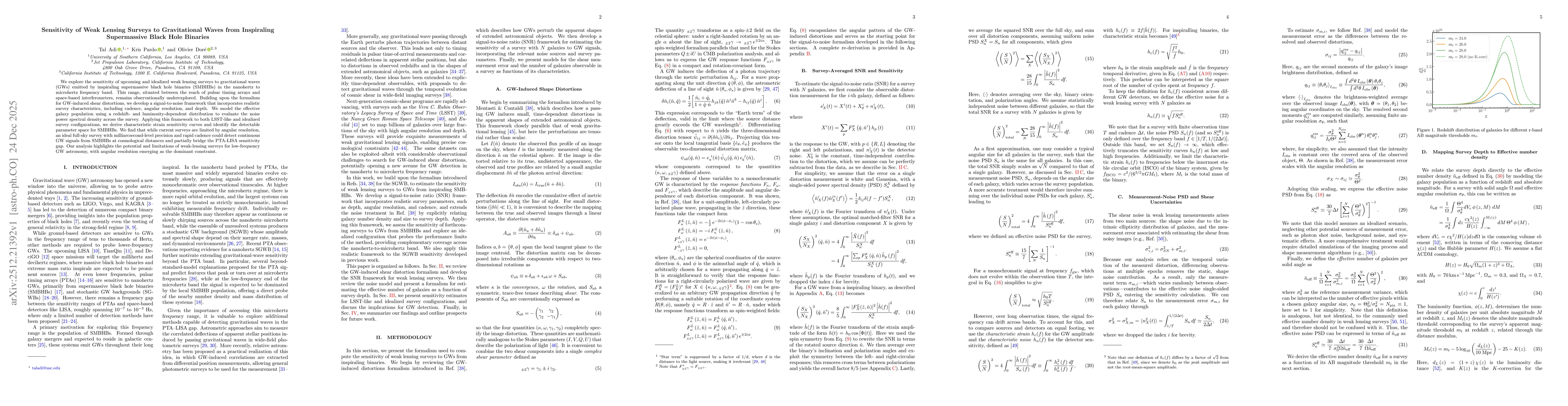 Thumbnail for Sensitivity of Weak Lensing Surveys to Gravitational Waves from Inspiraling Supermassive Black Hole Binaries