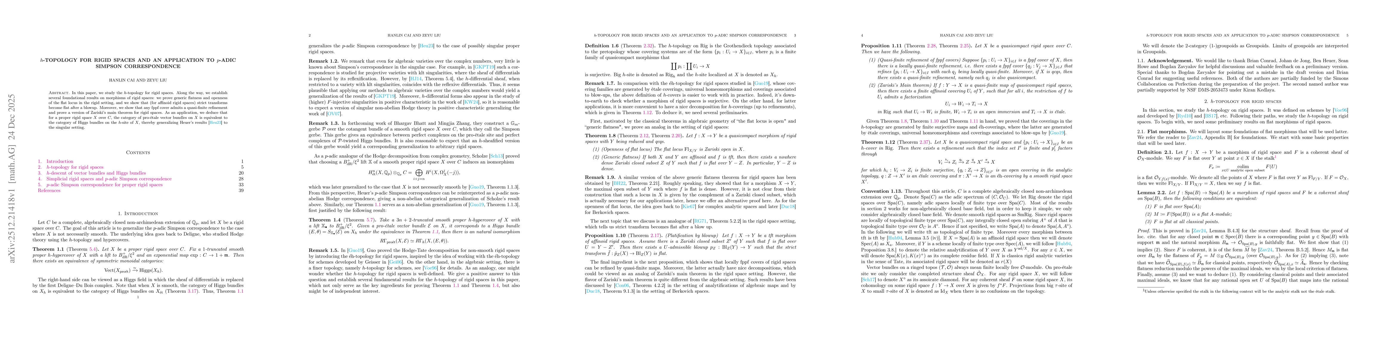 Thumbnail for $h$-topology for rigid spaces and an application to $p$-adic Simpson correspondence