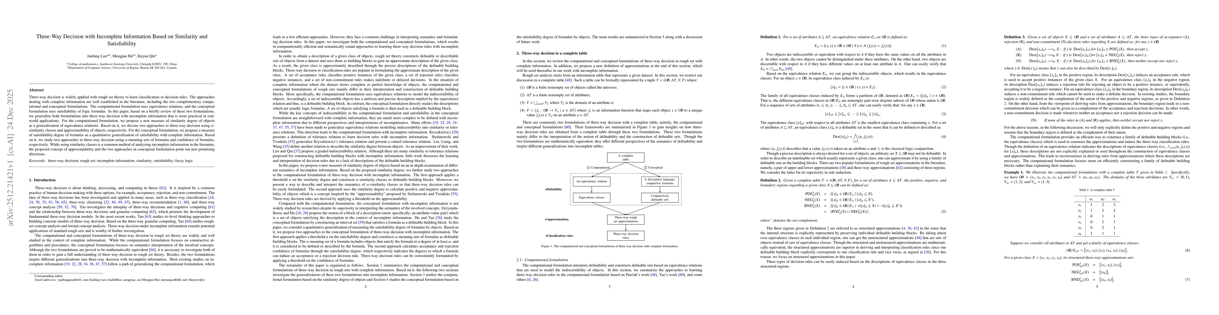 Thumbnail for Three-way decision with incomplete information based on similarity and satisfiability