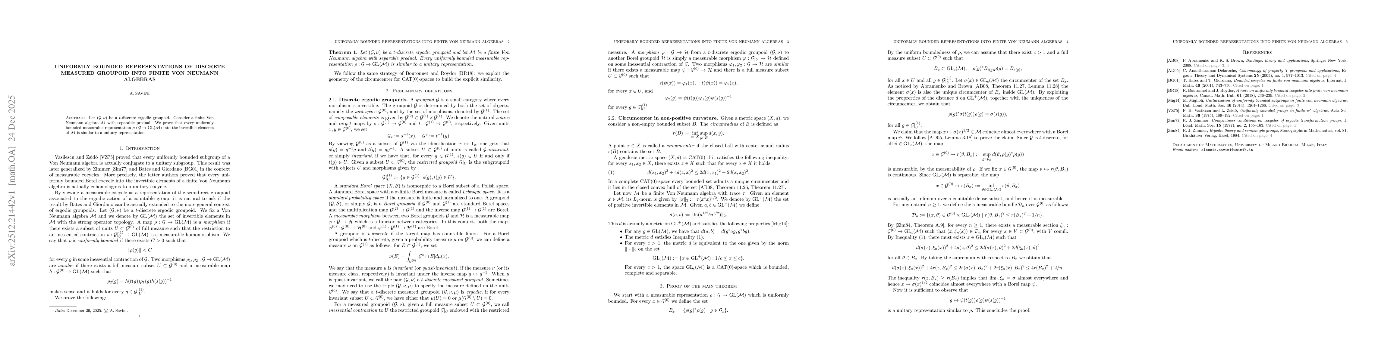 Thumbnail for Uniformly bounded representations of discrete measured groupoid into finite Von Neumann algebras