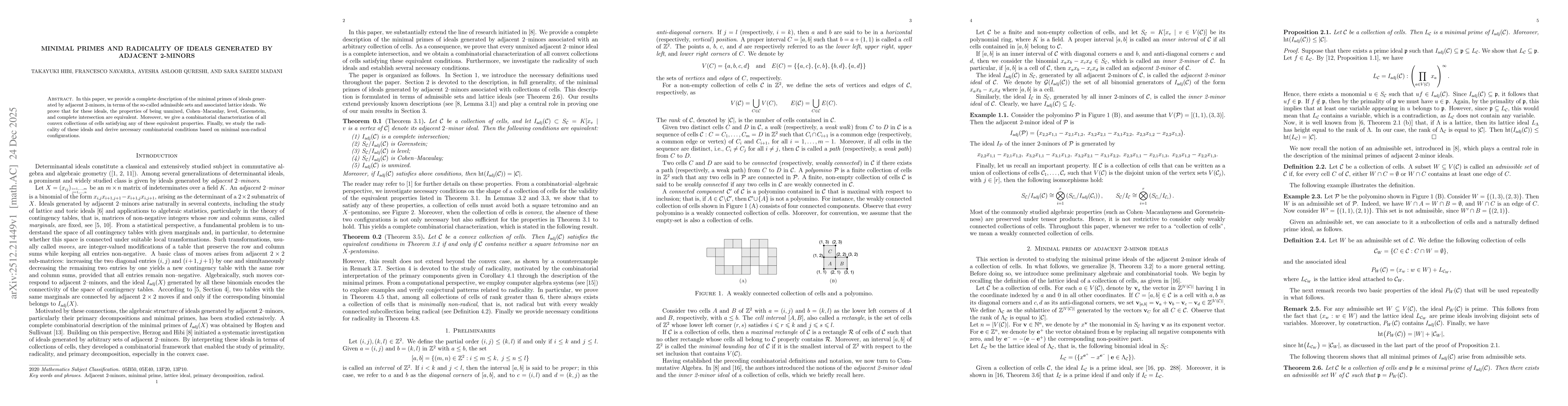 Thumbnail for Minimal primes and radicality of ideals generated by adjacent 2-minors