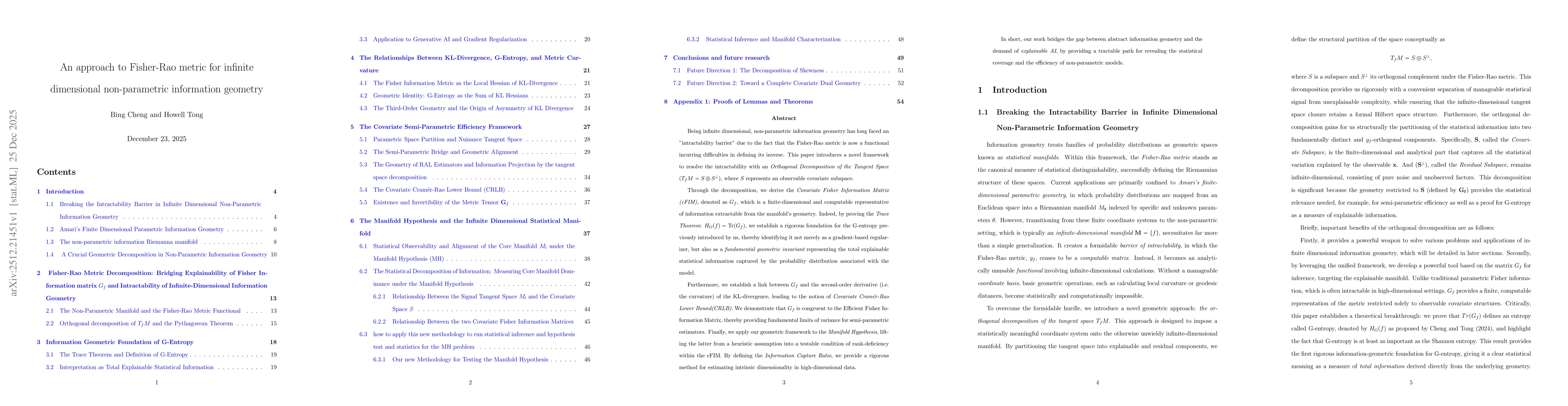 Thumbnail for An approach to Fisher-Rao metric for infinite dimensional non-parametric information geometry