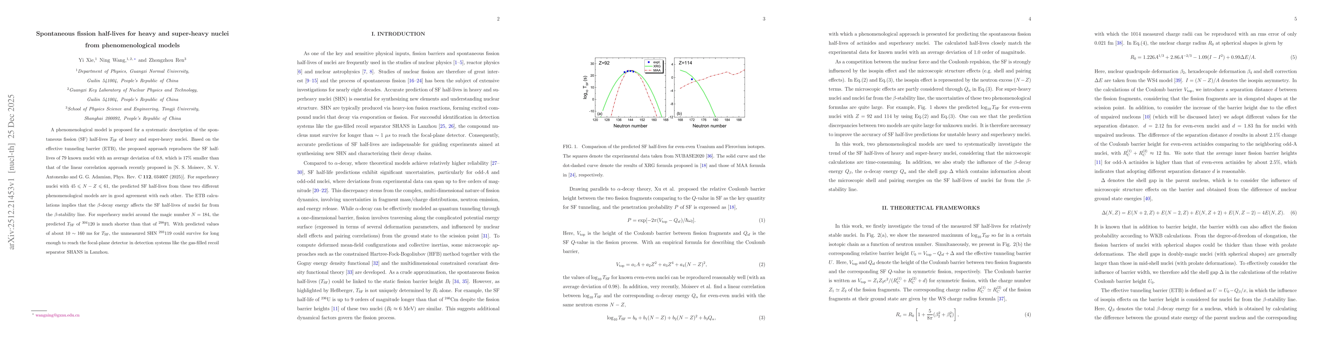 Thumbnail for Spontaneous fission half-lives for heavy and super-heavy nuclei from phenomenological models