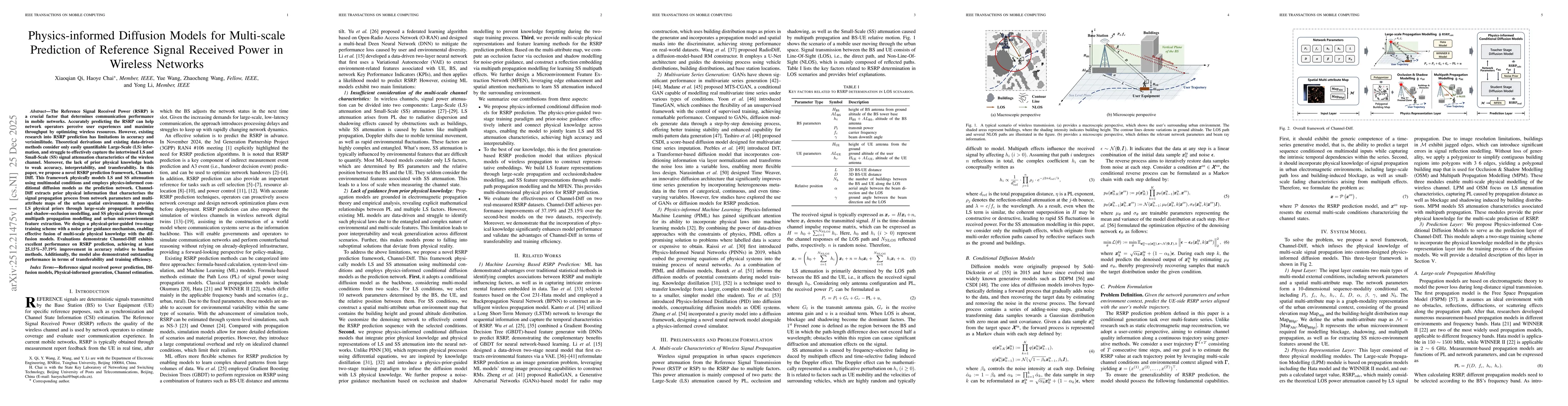 Thumbnail for Physics-informed Diffusion Models for Multi-scale Prediction of Reference Signal Received Power in Wireless Networks