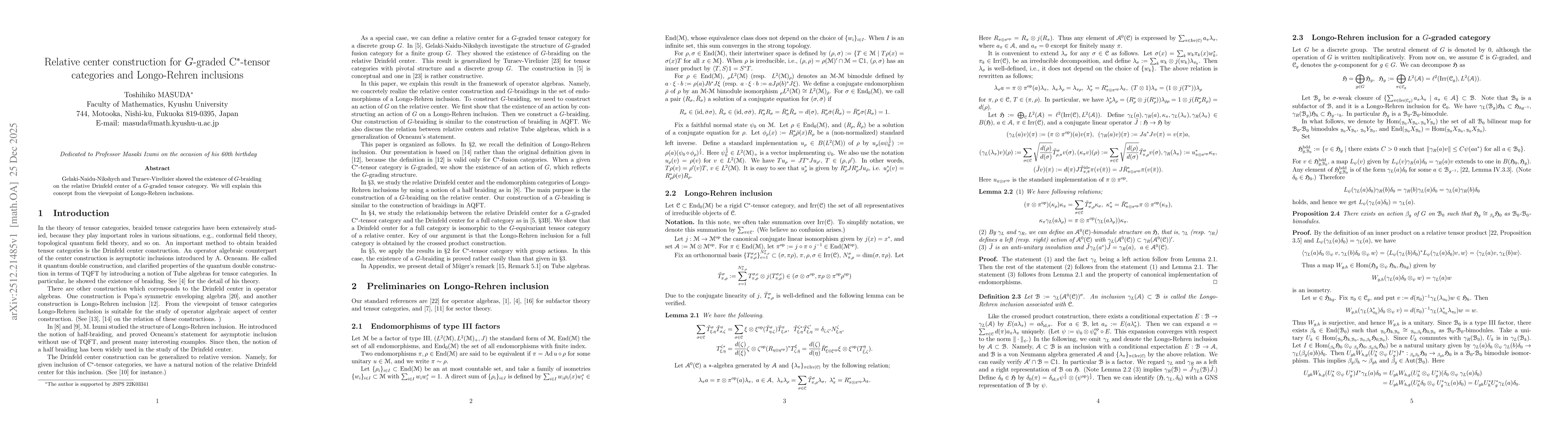 Thumbnail for Relative center construction for $G$-graded C$^*$-tensor categories and Longo-Rehren inclusions