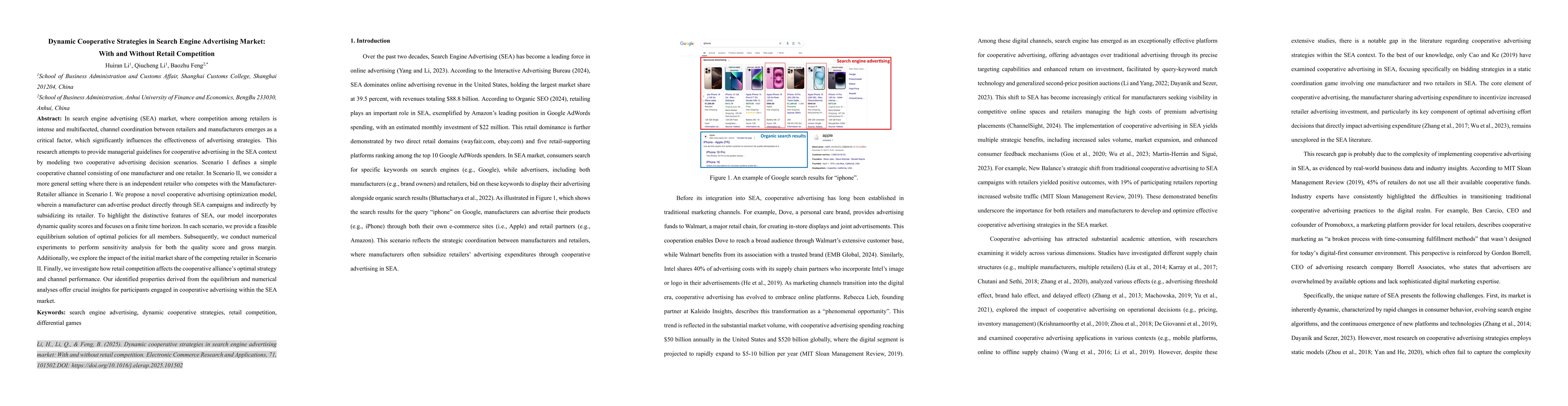 Thumbnail for Dynamic Cooperative Strategies in Search Engine Advertising Market: With and Without Retail Competition