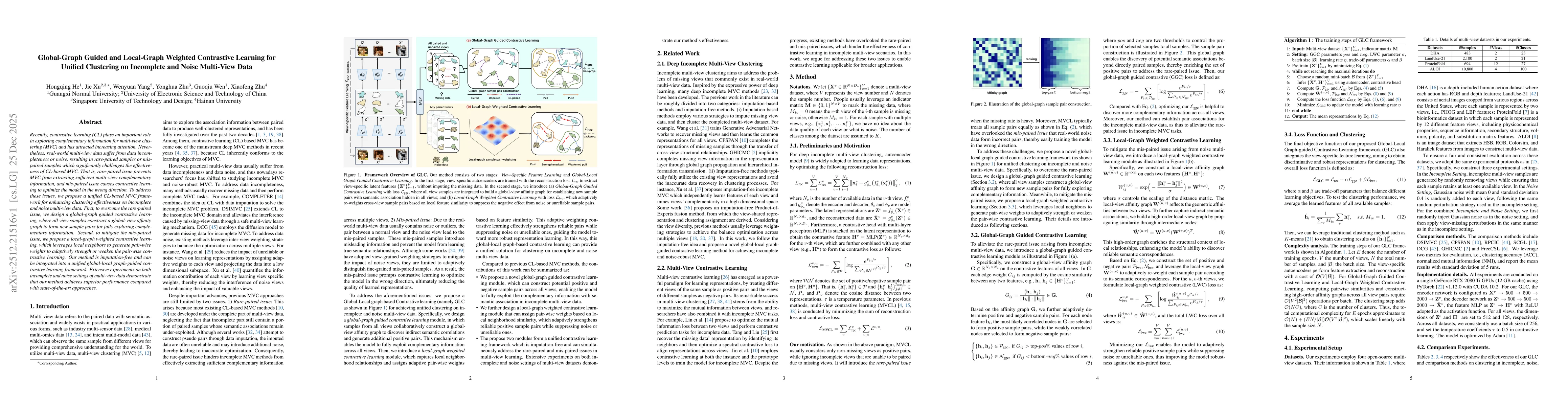 Thumbnail for Global-Graph Guided and Local-Graph Weighted Contrastive Learning for Unified Clustering on Incomplete and Noise Multi-View Data
