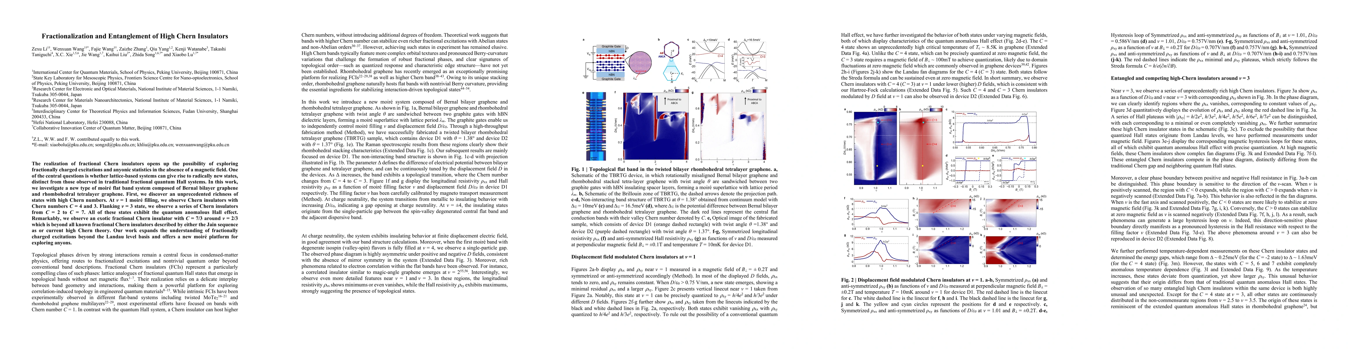 Thumbnail for Fractionalization and Entanglement of High Chern Insulators