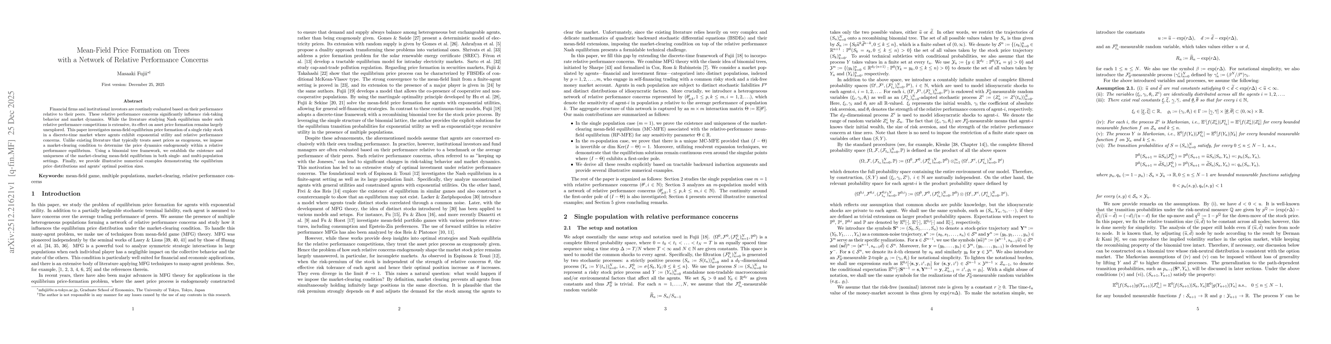 Thumbnail for Mean-Field Price Formation on Trees with a Network of Relative Performance Concerns