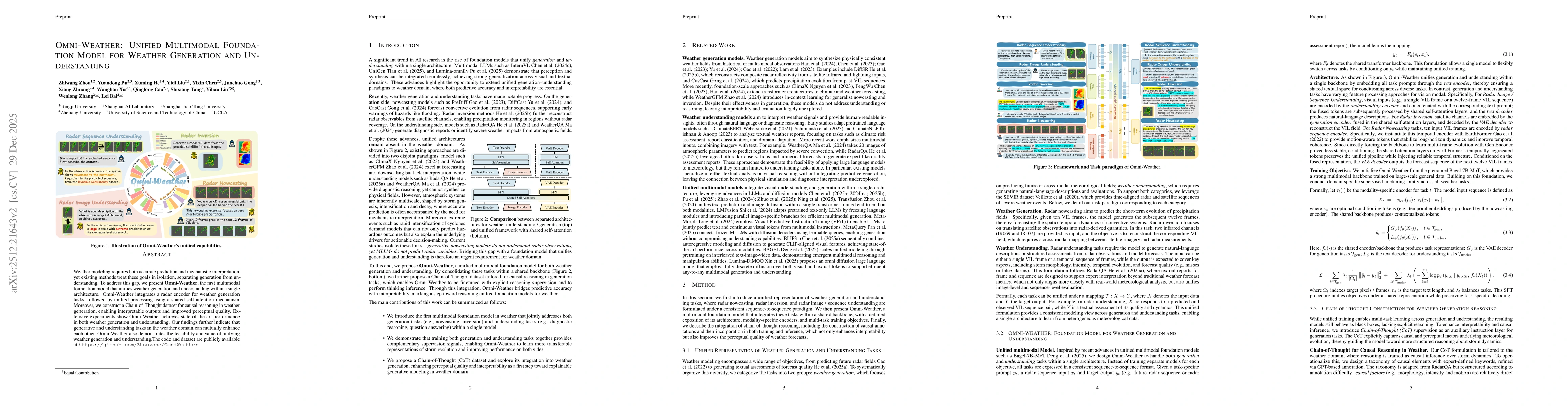 Thumbnail for Omni-Weather: Unified Multimodal Foundation Model for Weather Generation and Understanding