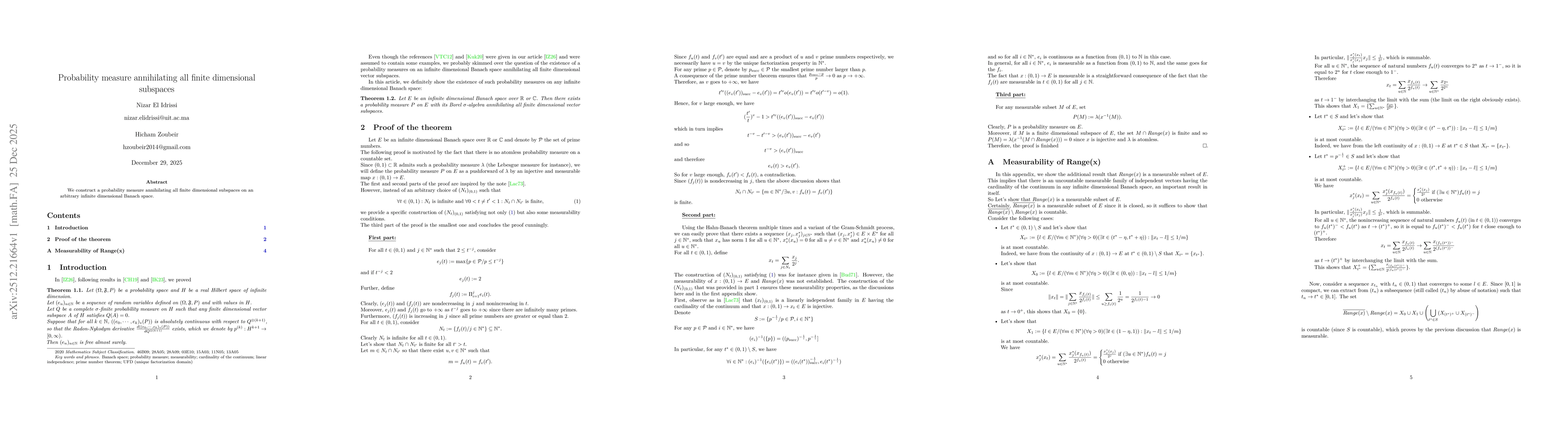 Thumbnail for Probability measure annihilating all finite-dimensional subspaces