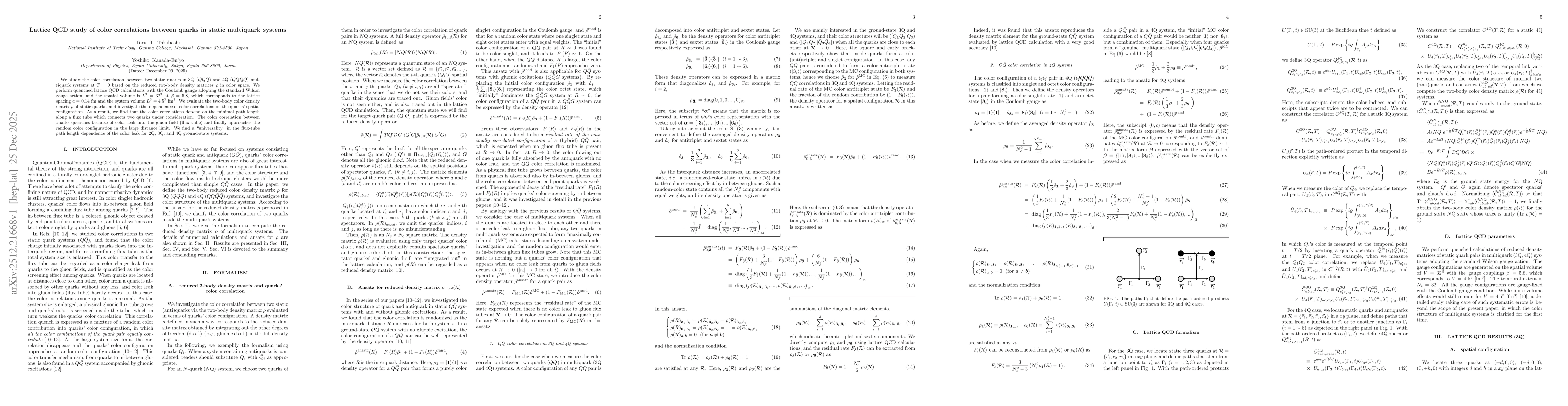 Thumbnail for Lattice QCD study of color correlations between quarks in static multiquark systems