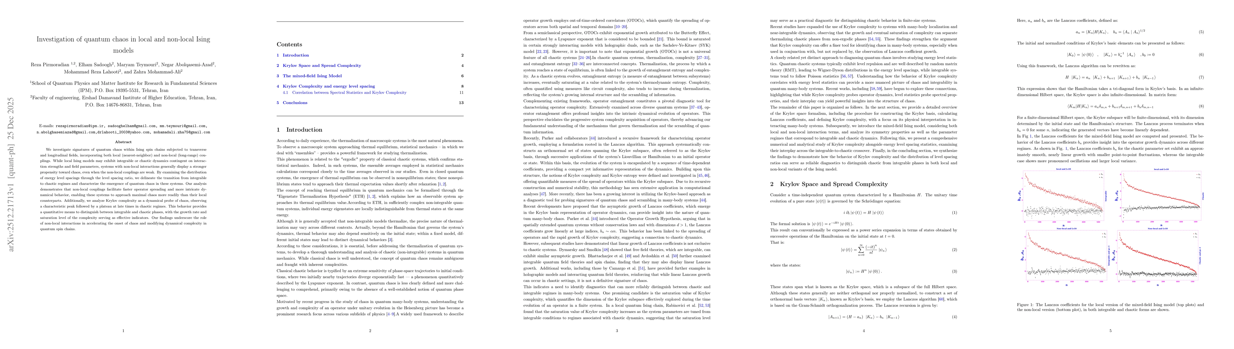Thumbnail for Investigation of quantum chaos in local and non-local Ising models