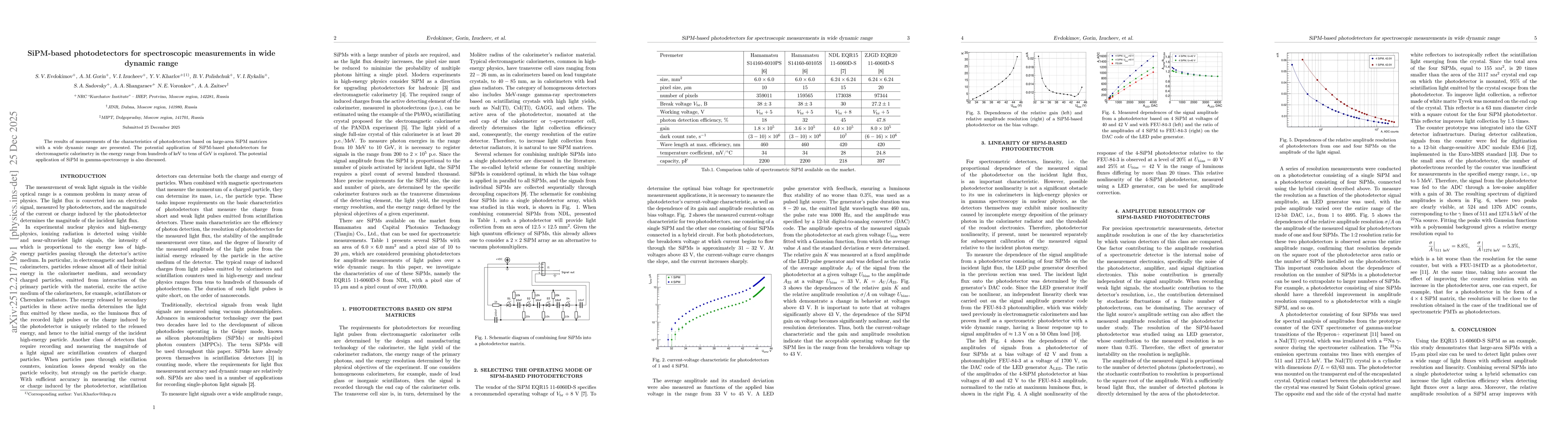 Thumbnail for SiPM-based photodetectors for spectroscopic measurements in wide dynamic range