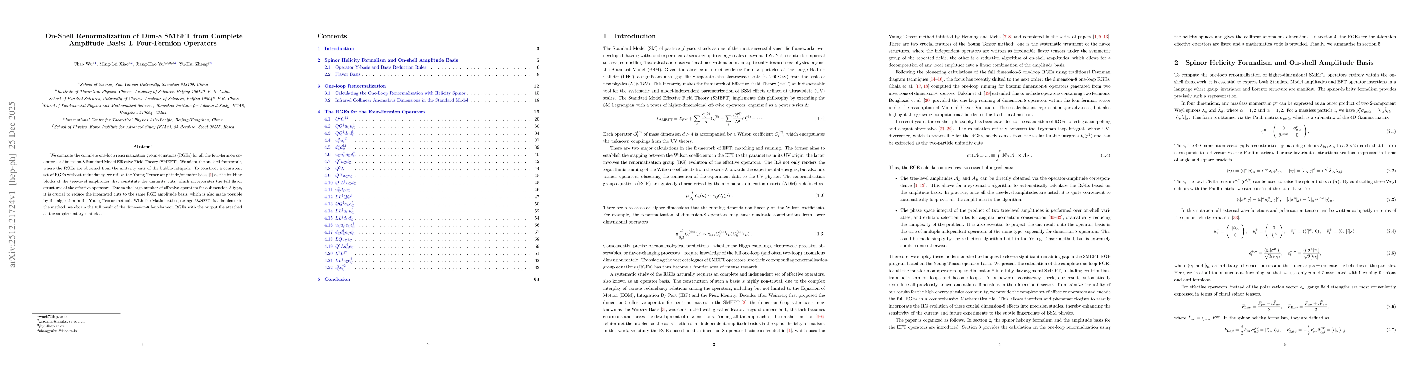 Thumbnail for On-Shell Renormalization of Dim-8 SMEFT from Complete Amplitude Basis: I. Four-Fermion Operators