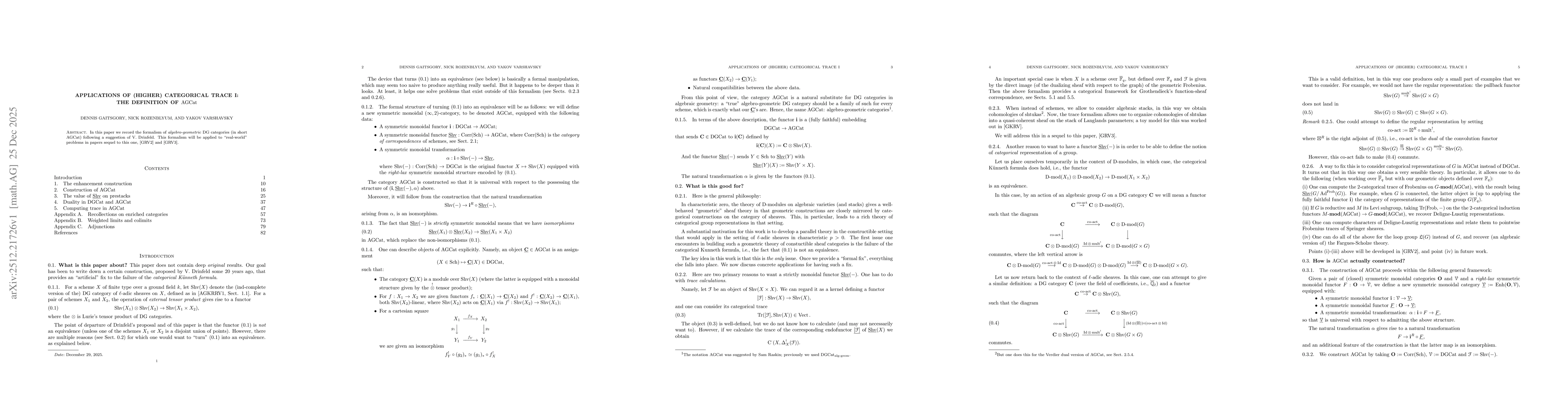 Thumbnail for Applications of (higher) categorical trace I: the definition of AGCat