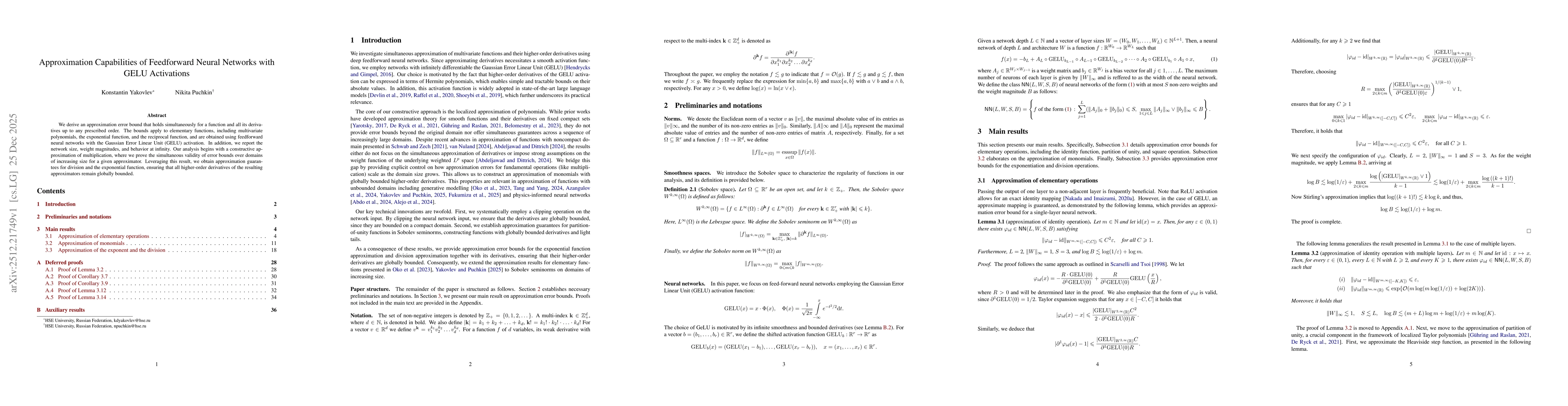 Thumbnail for Approximation Capabilities of Feedforward Neural Networks with GELU Activations