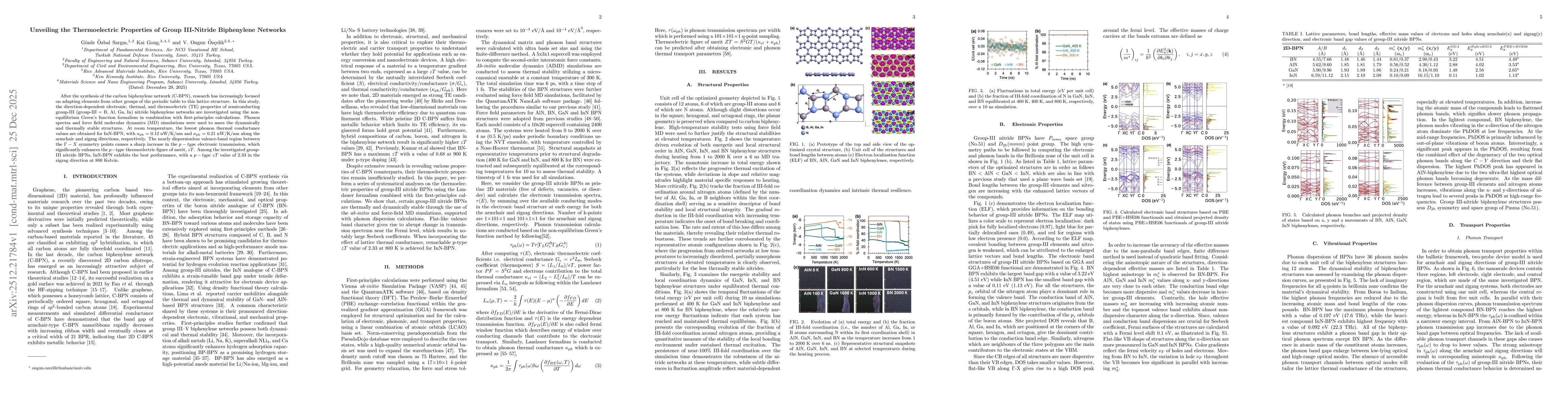 Thumbnail for Unveiling the Thermoelectric Properties of Group III-Nitride Biphenylene Networks