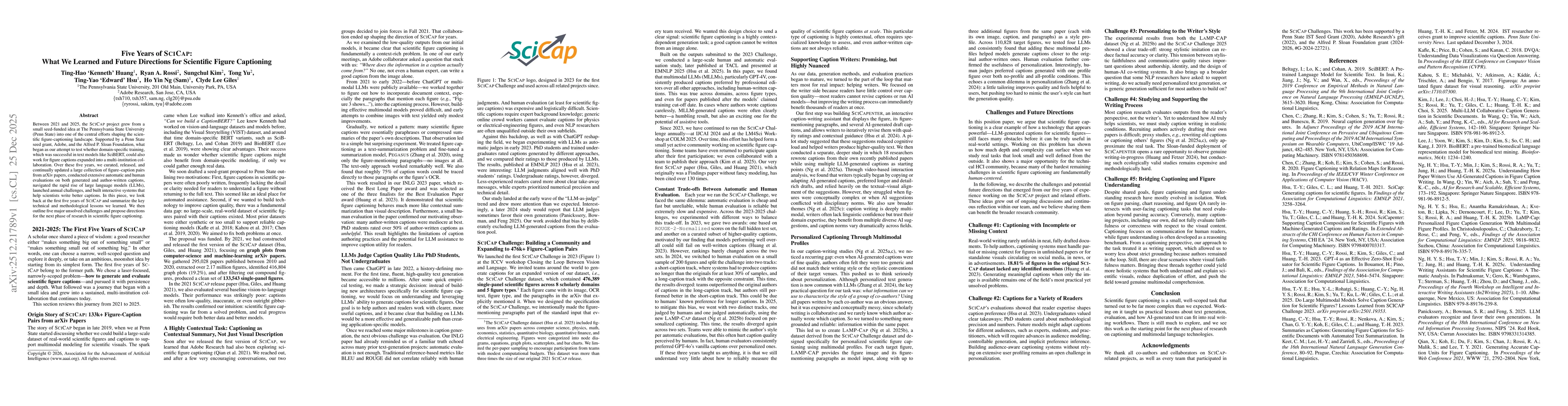 Thumbnail for Five Years of SciCap: What We Learned and Future Directions for Scientific Figure Captioning