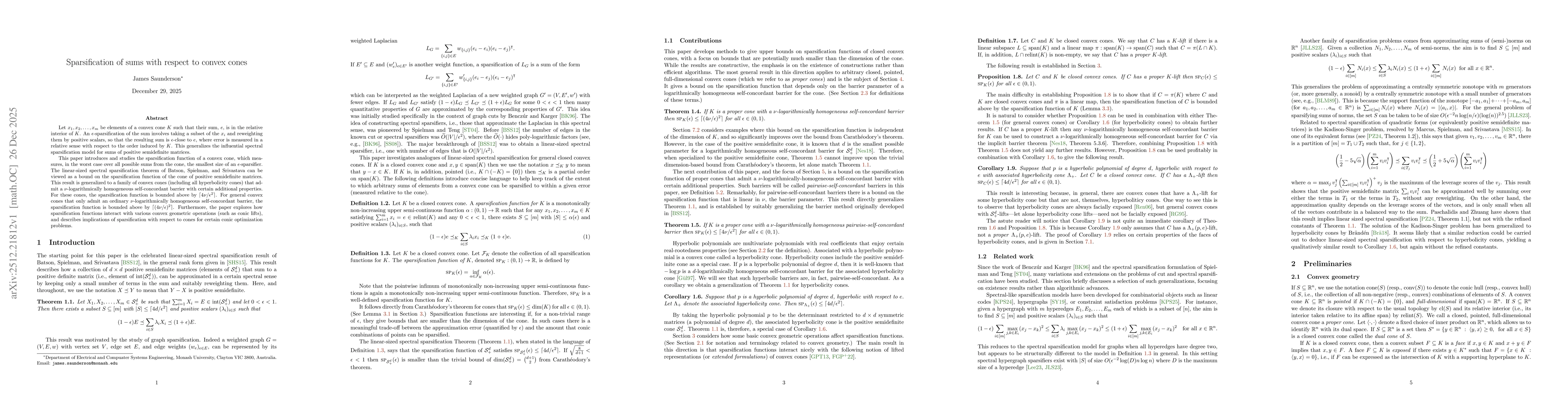 Thumbnail for Sparsification of sums with respect to convex cones
