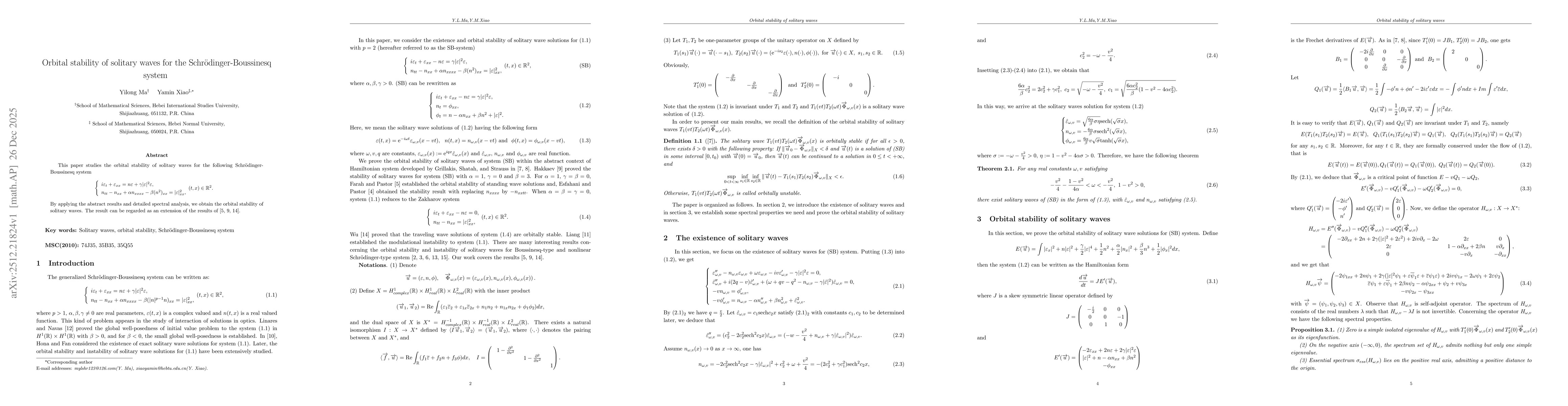 Thumbnail for Orbital stability of solitary waves for the Schr odinger-Boussinesq system