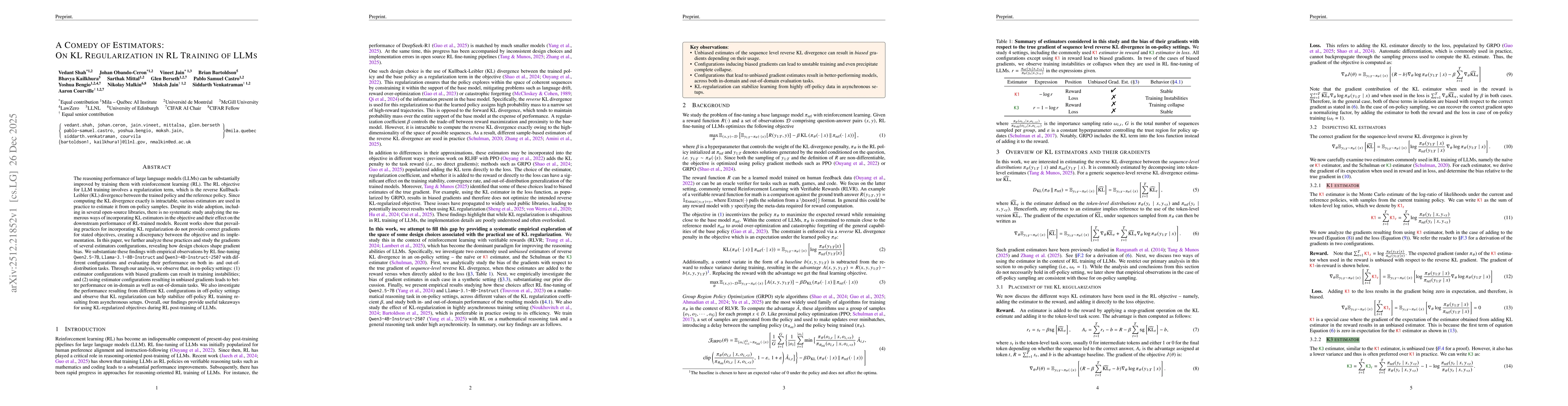 Thumbnail for A Comedy of Estimators: On KL Regularization in RL Training of LLMs