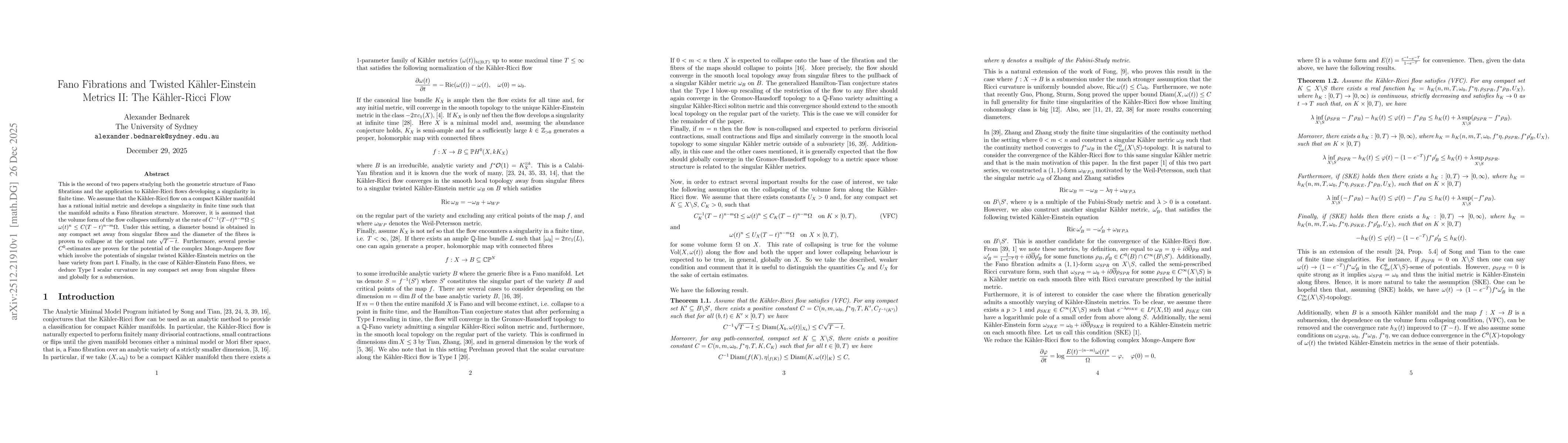 Thumbnail for Fano Fibrations and Twisted Kähler-Einstein Metrics II: The Kähler-Ricci Flow