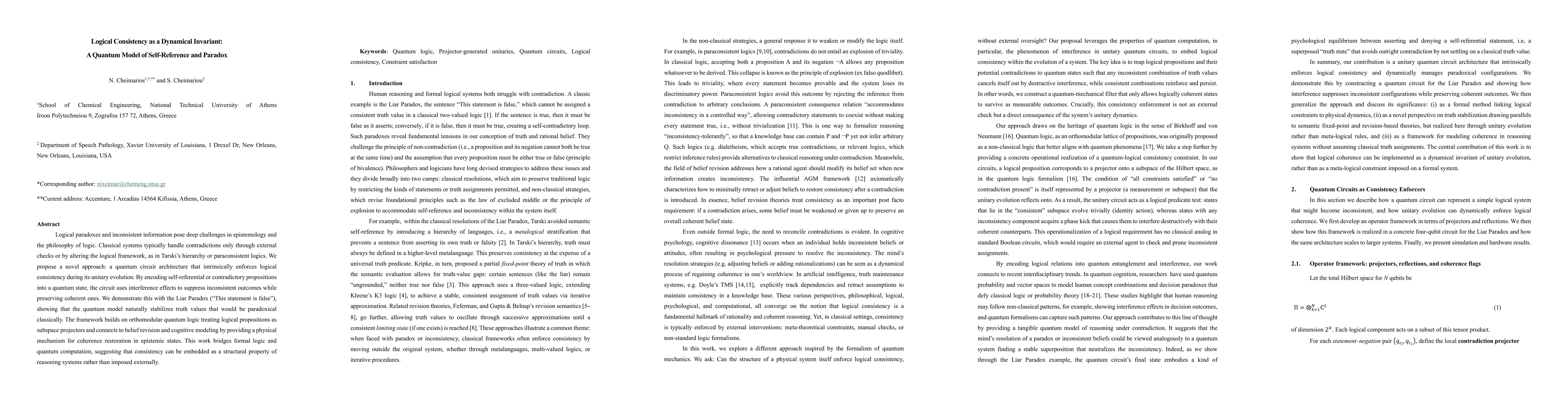 Thumbnail for Logical Consistency as a Dynamical Invariant: A Quantum Model of Self-Reference and Paradox