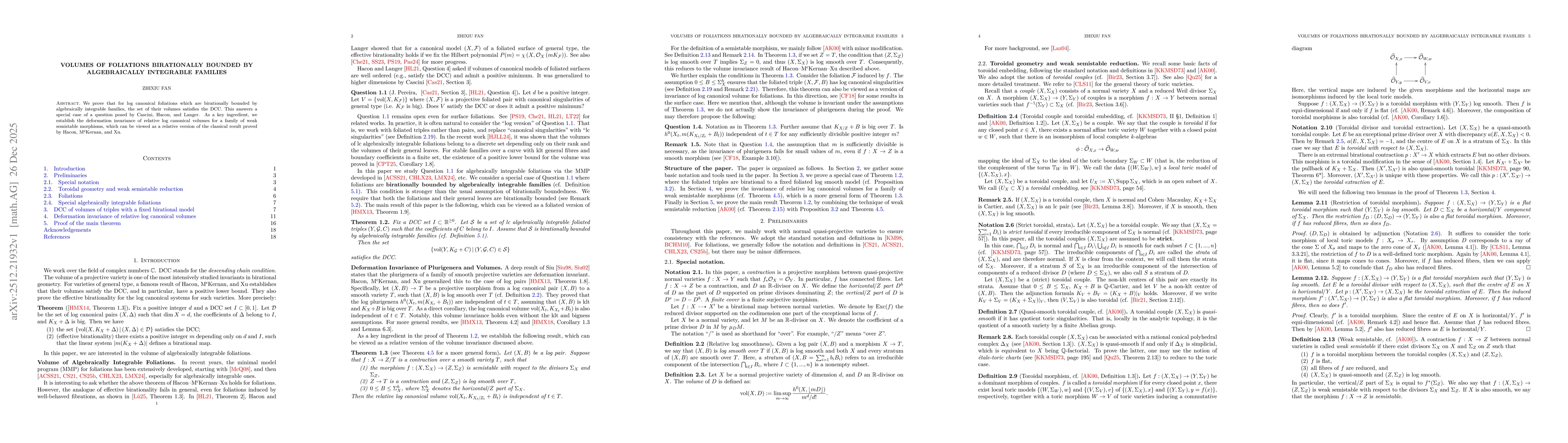 Thumbnail for Volumes of foliations birationally bounded by algebraically integrable families