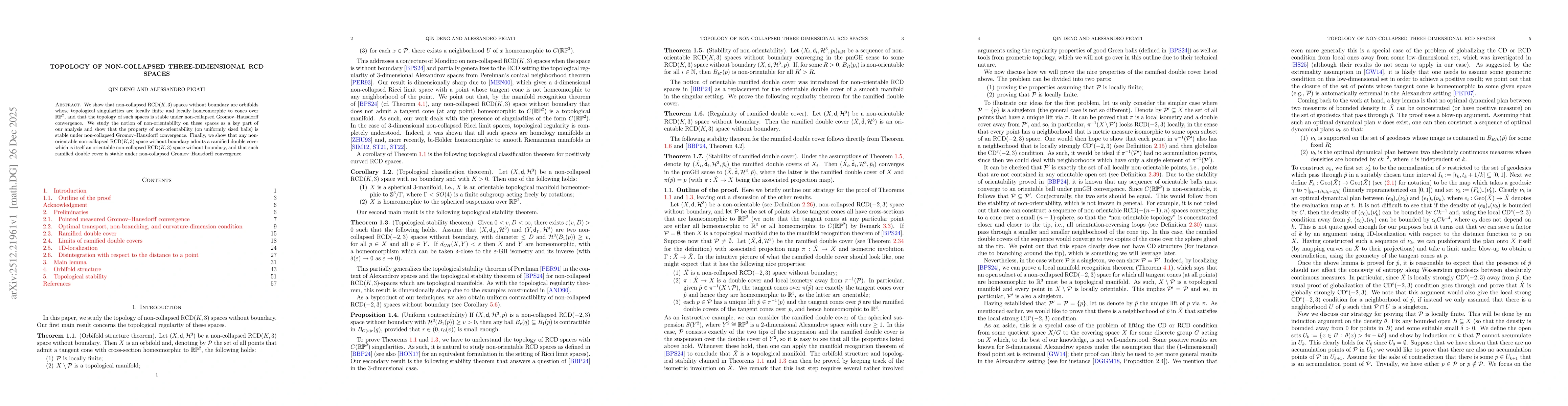 Thumbnail for Topology of non-collapsed three-dimensional RCD spaces