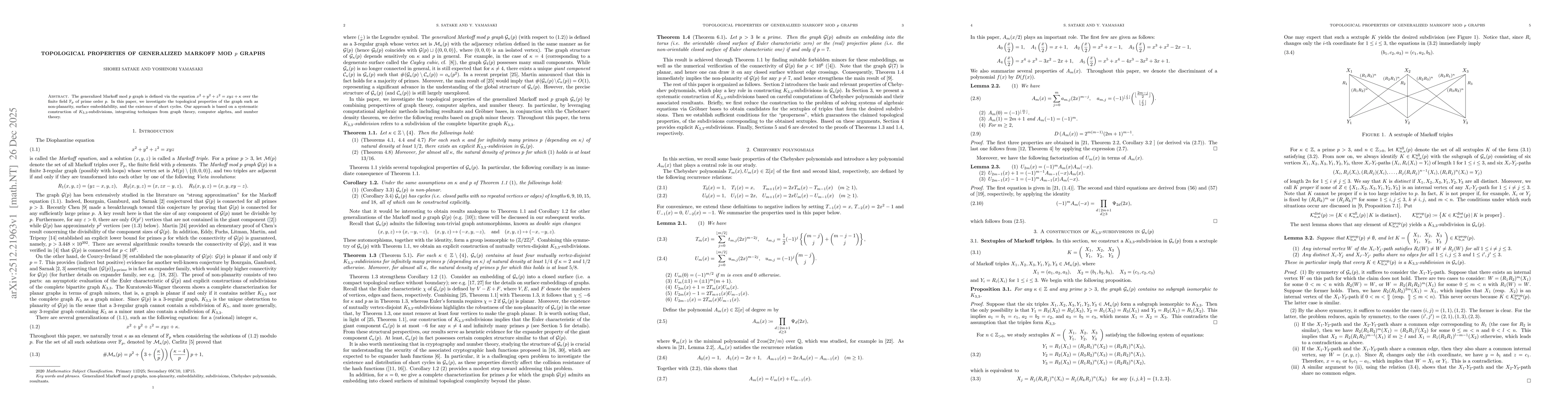Thumbnail for Topological properties of generalized Markoff mod $p$ graphs
