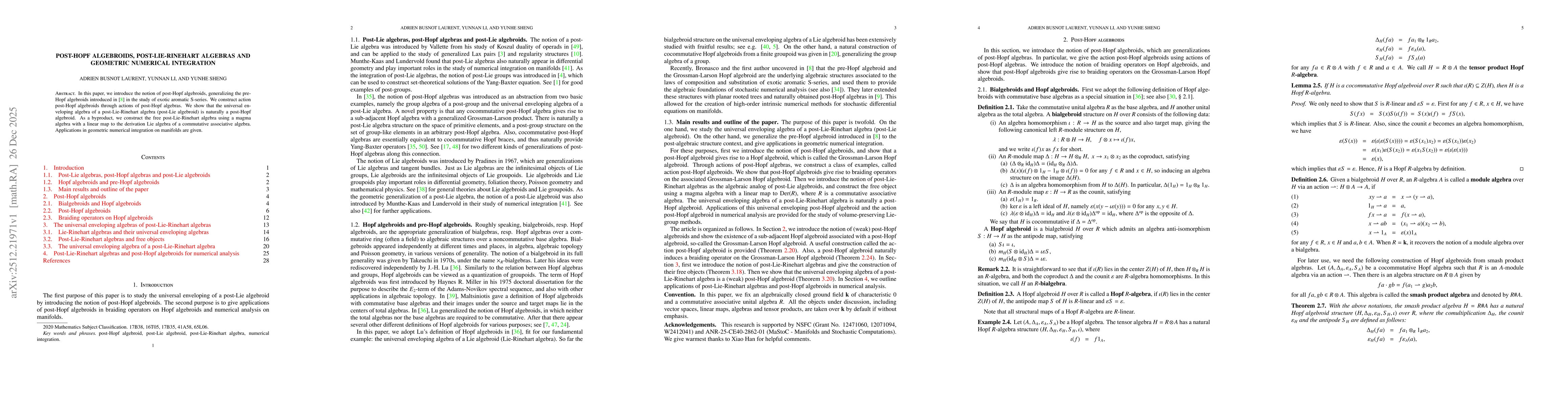 Thumbnail for Post-Hopf algebroids, post-Lie-Rinehart algebras and geometric numerical integration