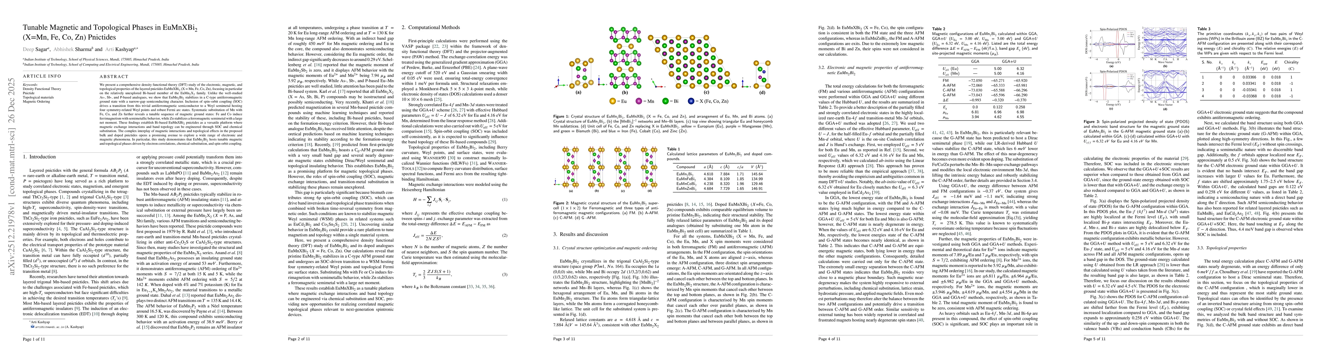 Thumbnail for Tunable Magnetic and Topological Phases in EuMnXBi$_2$ (X=Mn, Fe, Co, Zn) Pnictides
