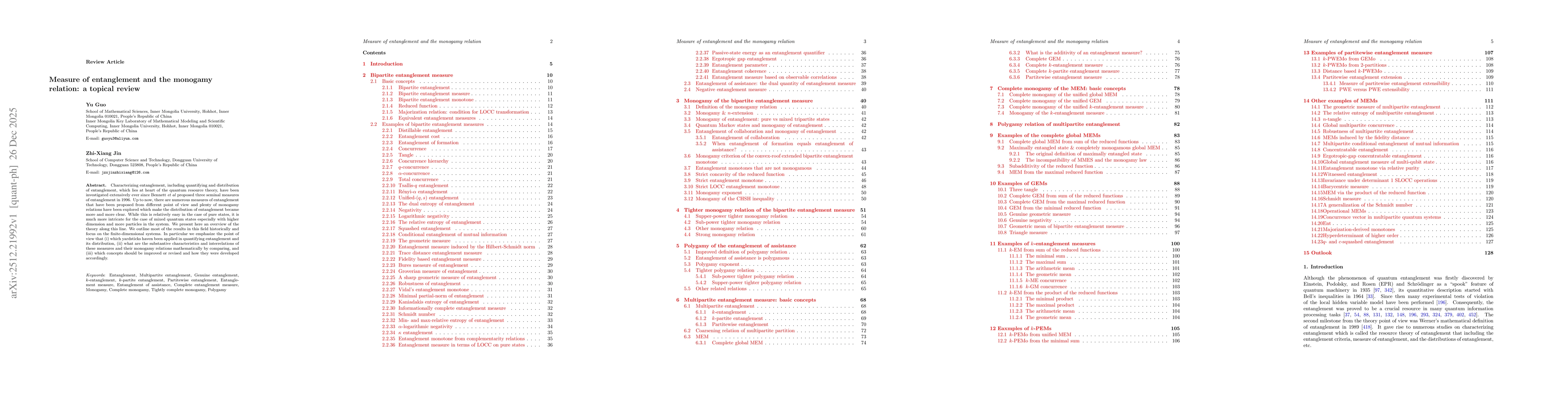 Thumbnail for Measure of entanglement and the monogamy relation: a topical review