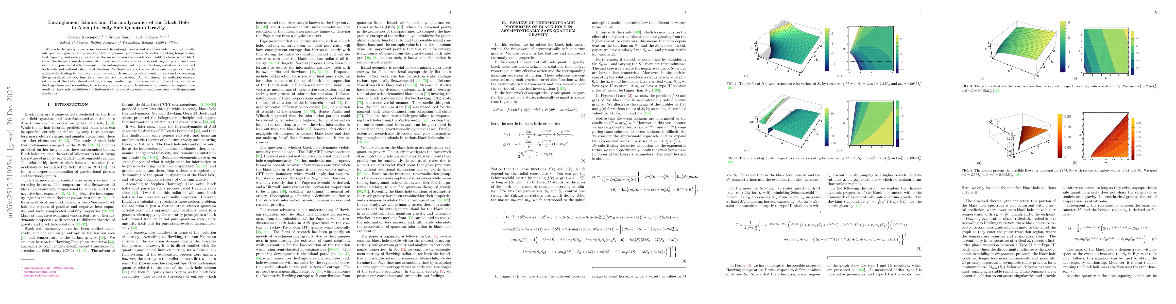 Thumbnail for Entanglement Islands and Thermodynamics of the Black Hole in Asymptotically Safe Quantum Gravity