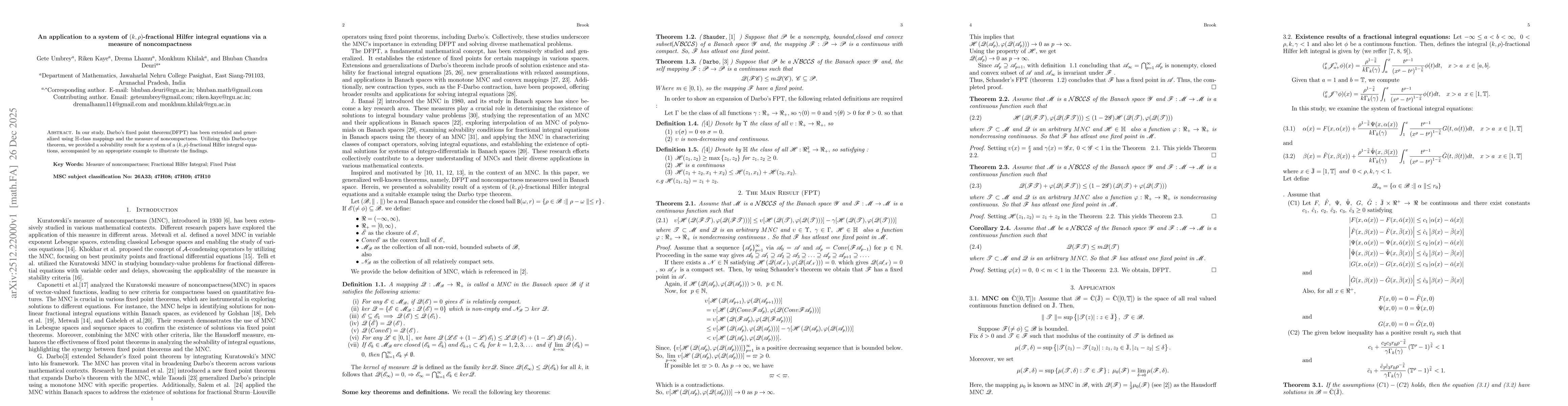 Thumbnail for An application to a system of $(k,ρ)$-fractional Hilfer integral equations via a measure of noncompactness