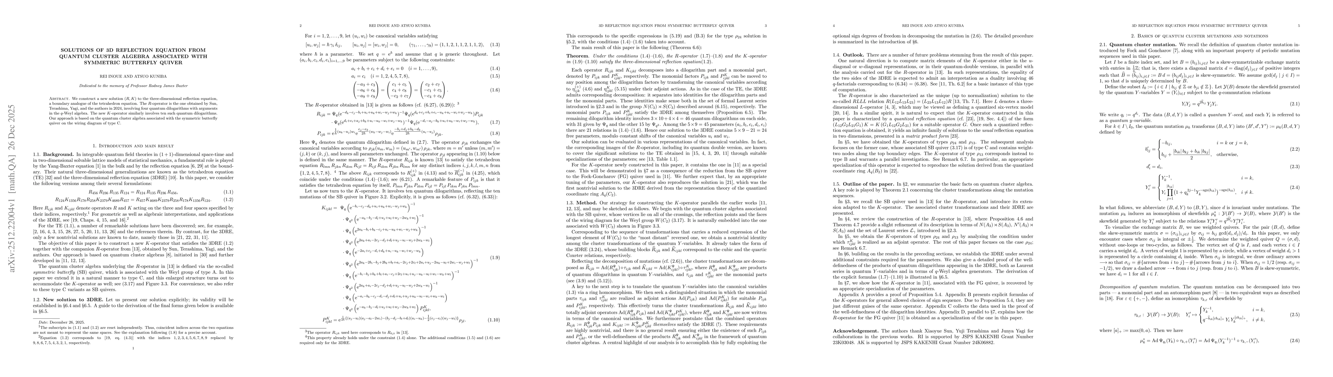 Thumbnail for Solutions of 3D Reflection Equation from Quantum Cluster Algebra Associated with Symmetric Butterfly Quiver