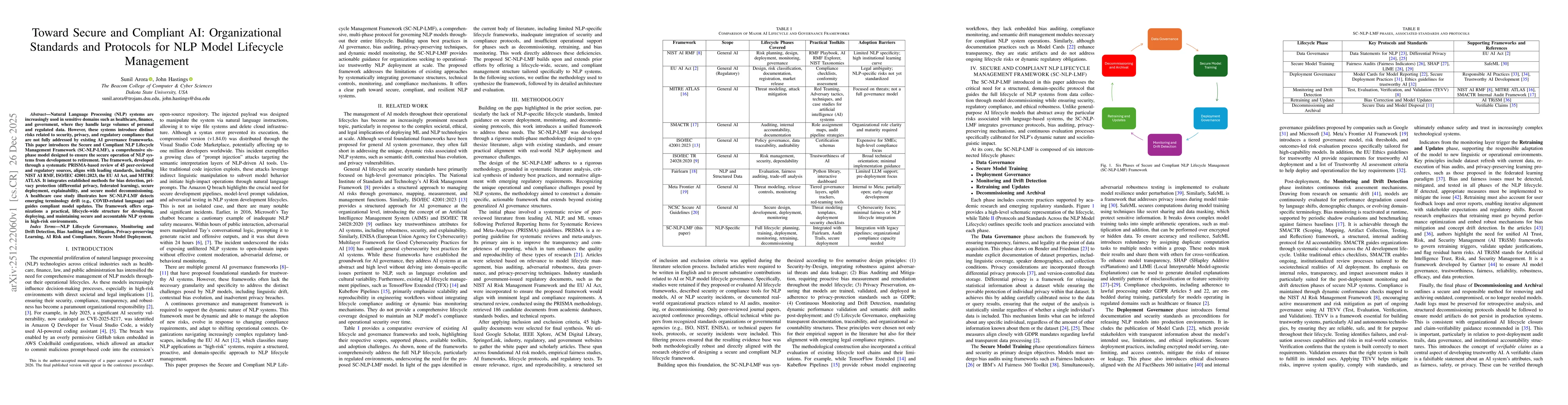 Thumbnail for Toward Secure and Compliant AI: Organizational Standards and Protocols for NLP Model Lifecycle Management