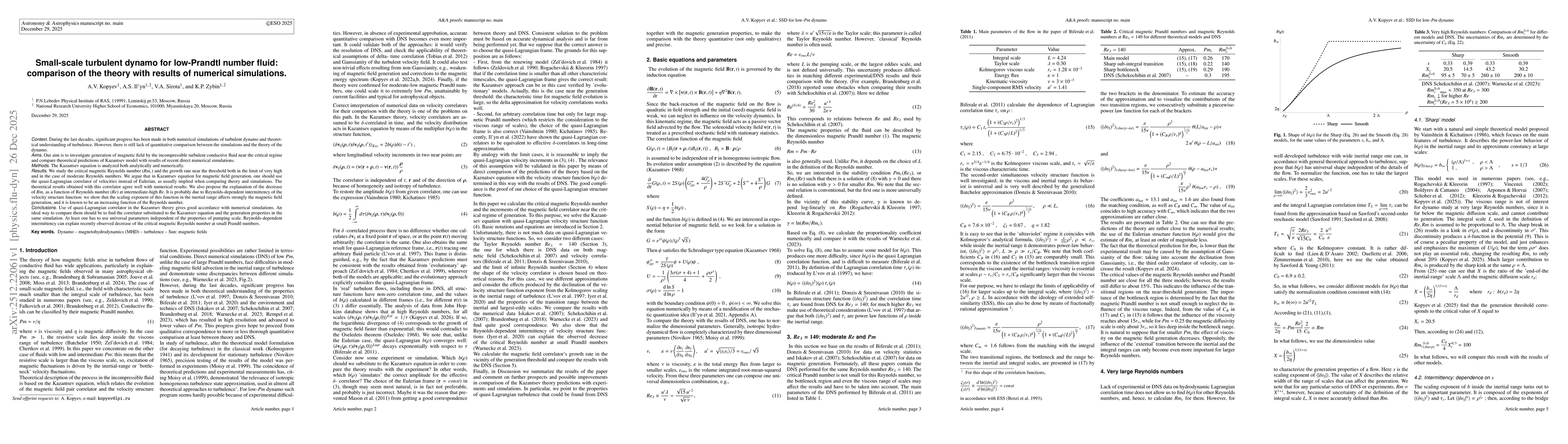 Thumbnail for Small-scale turbulent dynamo for low-Prandtl number fluid: comparison of the theory with results of numerical simulations