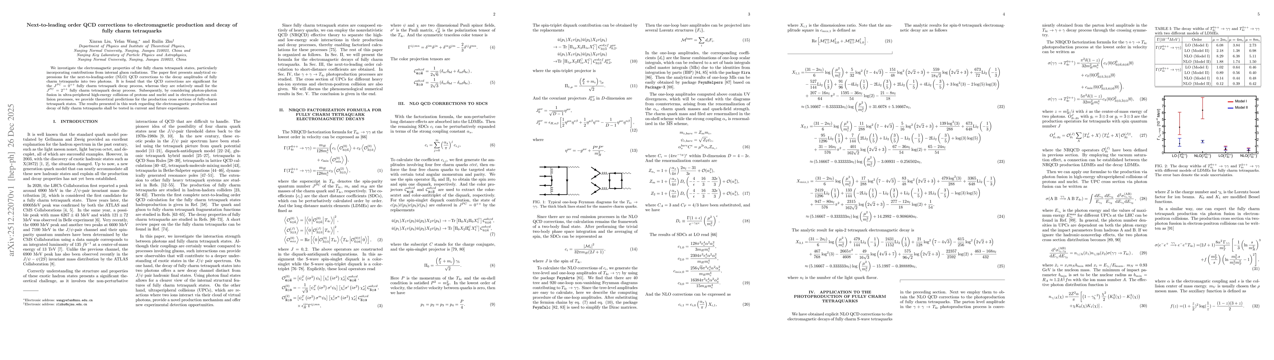 Thumbnail for Next-to-leading order QCD corrections to electromagnetic production and decay of fully charm tetraquarks