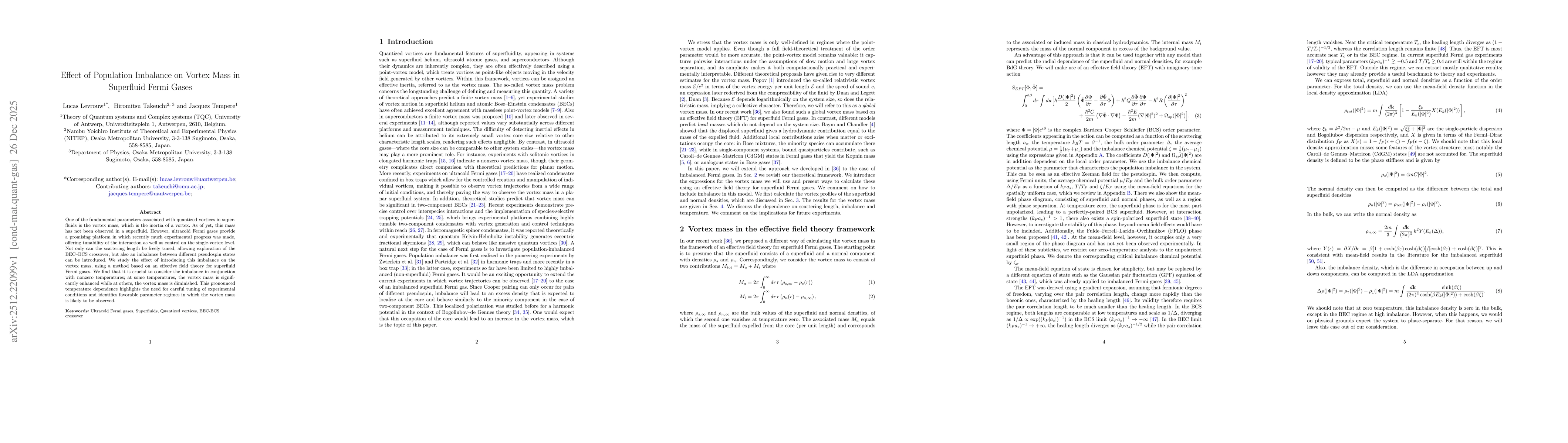 Thumbnail for Effect of Population Imbalance on Vortex Mass in Superfluid Fermi Gases