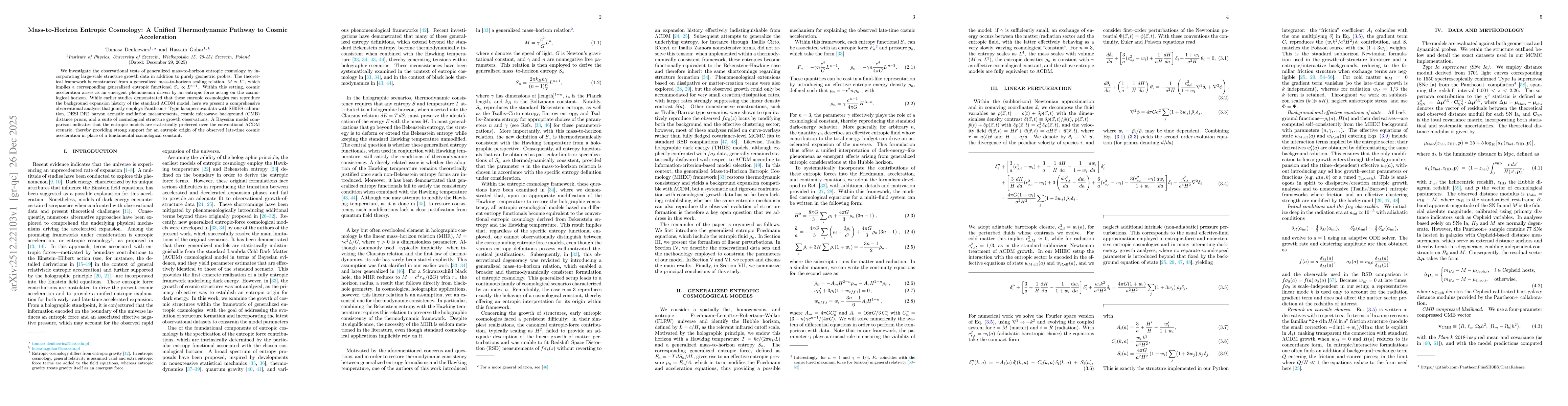 Thumbnail for Mass-to-Horizon Entropic Cosmology: A Unified Thermodynamic Pathway to Cosmic Acceleration
