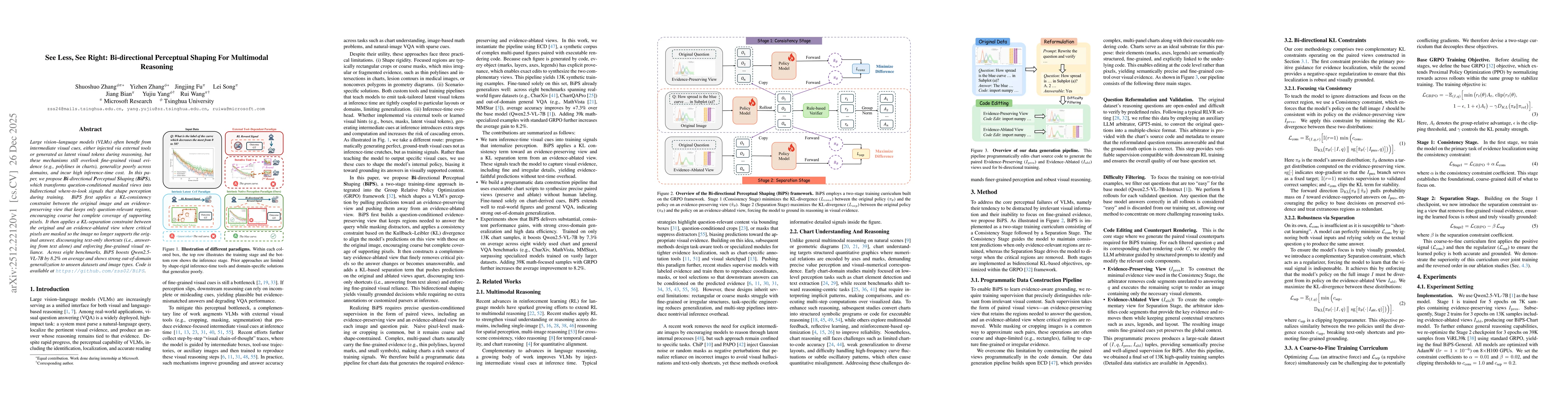 Thumbnail for See Less, See Right: Bi-directional Perceptual Shaping For Multimodal Reasoning