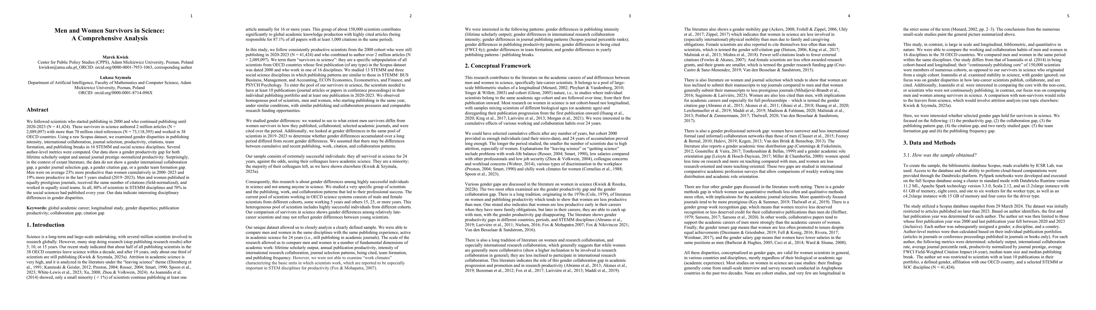 Thumbnail for Men and Women Survivors in Science: A Comprehensive Analysis