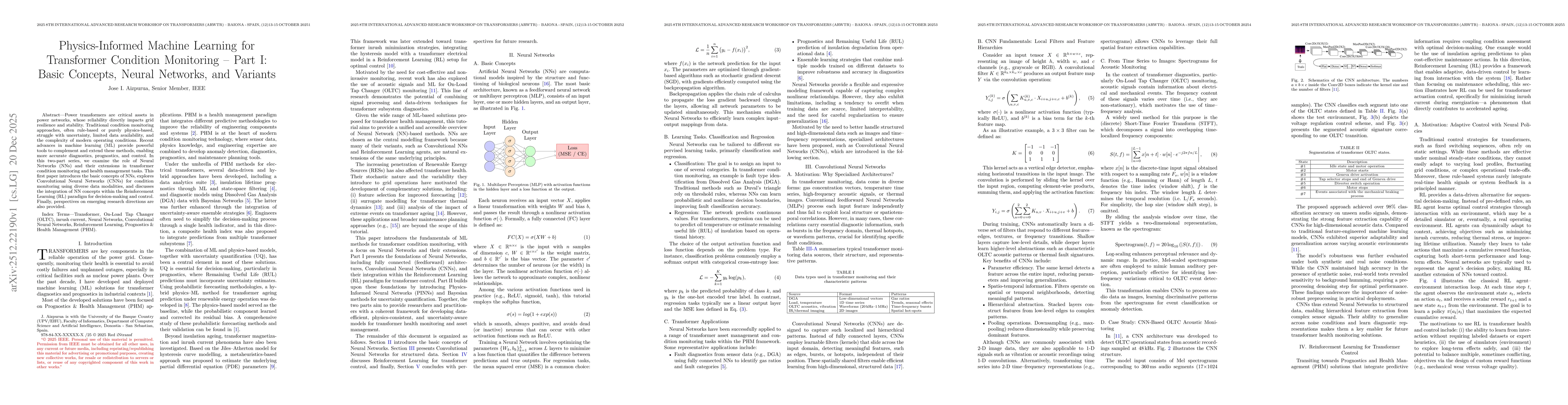Thumbnail for Physics-Informed Machine Learning for Transformer Condition Monitoring -- Part I: Basic Concepts, Neural Networks, and Variants