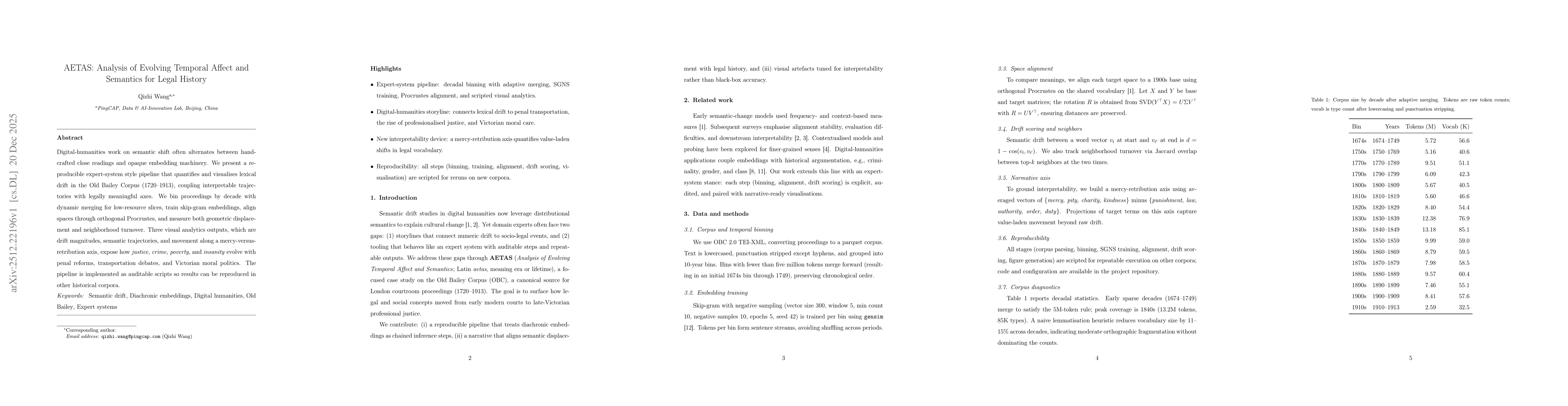 Thumbnail for AETAS: Analysis of Evolving Temporal Affect and Semantics for Legal History