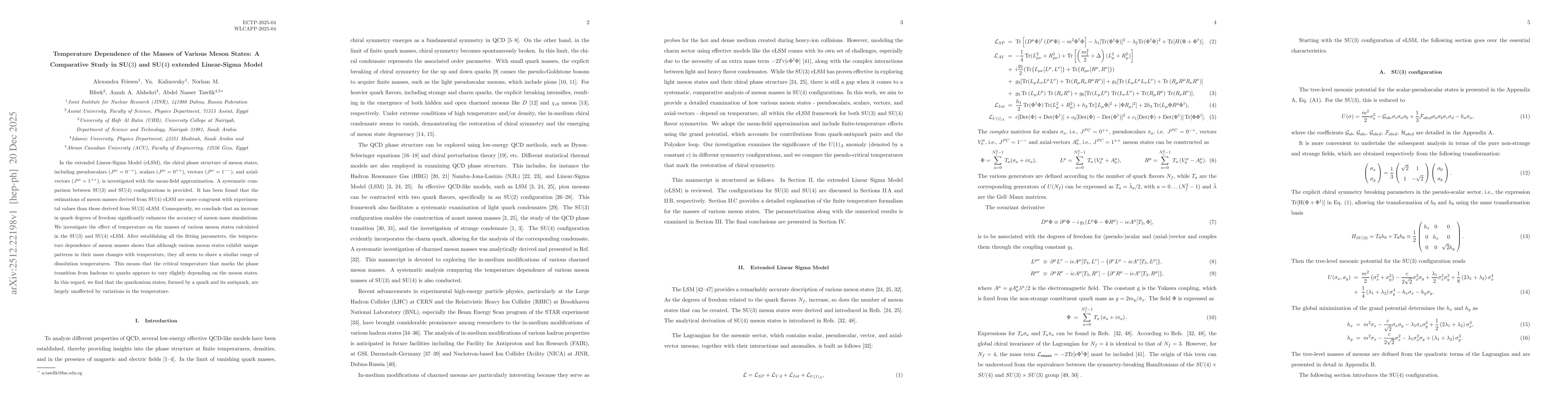 Thumbnail for Temperature Dependence of the Masses of Various Meson States: A Comparative Study in SU(3) and SU(4) extended Linear-Sigma Model